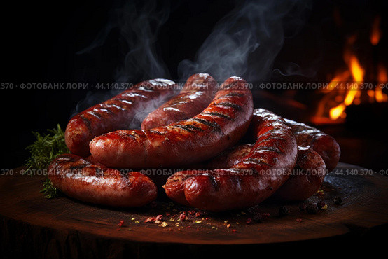 Robust Smoked sausage. Generate Ai. Стоковое AI-изображение, AI-художник Иван Рябоконь / Фотобанк Лори