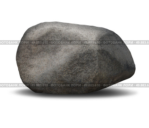 Rock boulder object on a white background as a symbol of solid stability and immovable trust represented in a single rough textured heavy grey stone. Стоковое фото, агентство Ingram Publishing / Фотобанк Лори