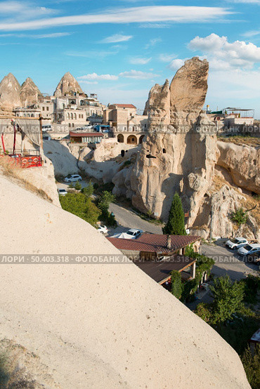 Rocks in Cappadocia at sunrise in Turkey. Mountain of Goreme. Стоковое фото, агентство Ingram Publishing / Фотобанк Лори