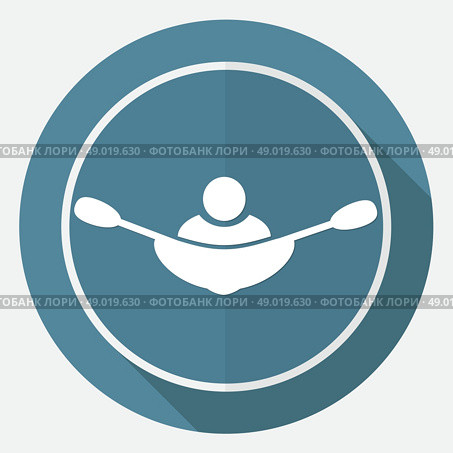 rowing icon on white circle with a long shadow. Стоковая иллюстрация, агентство Ingram Publishing / Фотобанк Лори