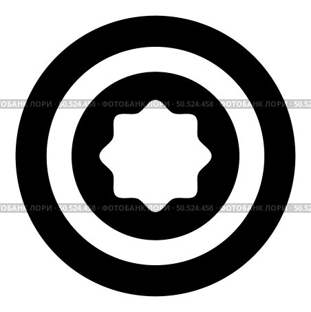 Rubber gasket puck under rounded octagon in circle icon in circle round black color vector illustration image solid outline style simple. Rubber gasket puck under rounded octagon in circle icon in circle round black color vector illustration image solid outline style. Стоковая иллюстрация, агентство Ingram Publishing / Фотобанк Лори