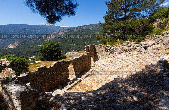 Ruins of an ancient odeon in city of Arycanda. Turkey. Стоковое фото, фотограф Яков Филимонов / Фотобанк Лори