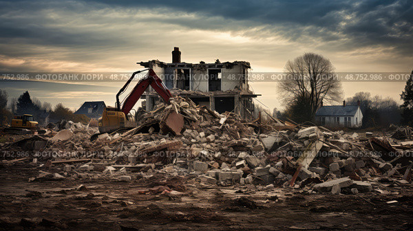 ruins torn down house ai generated. Стоковое AI-изображение, AI-художник Vectorwin / Фотобанк Лори