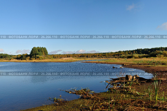 Рыбинское водохранилище, осенний пейзаж. Стоковое фото, фотограф Юрий Фатеев / Фотобанк Лори