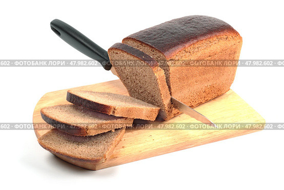 Rye bread on hardboard isolated on white background. Стоковое фото, фотограф Абрамов Михаил / Фотобанк Лори