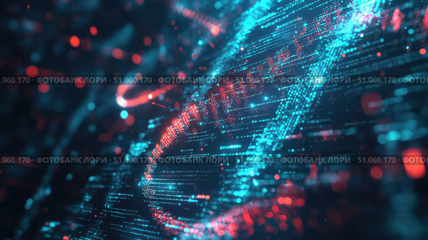 s holographic projection of genetic sequence ai generated. Стоковое AI-изображение, AI-художник Vectorwin / Фотобанк Лори