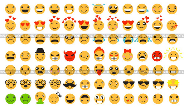 Sad and happy emoticons set. Стоковая иллюстрация, агентство Ingram Publishing / Фотобанк Лори