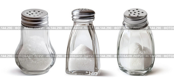 Salt shakers set isolated on white background. AI illustration. Стоковое AI-изображение, AI-художник Катерина Ковалева / Фотобанк Лори
