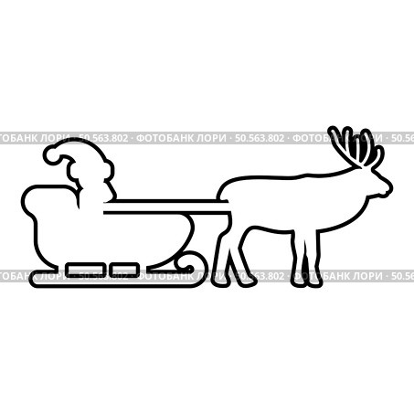 Santa Claus in a reindeer wagon chariot with sled contour outline line icon black color vector illustration image thin flat style simple. Santa Claus in a reindeer wagon chariot with sled contour outline line icon black color vector illustration image thin flat style. Стоковая иллюстрация, агентство Ingram Publishing / Фотобанк Лори