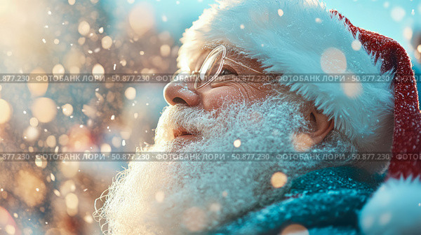 Santa's Enchantment: A portrait of Holiday magic and cheer. Стоковое AI-изображение, AI-художник Данила Большаков / Фотобанк Лори