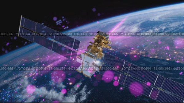 Satellite launches into orbit to observe Earth from high above at nighttime with beautiful light patterns. Стоковое AI-видео, аниматор Сергей Толмачёв / Фотобанк Лори
