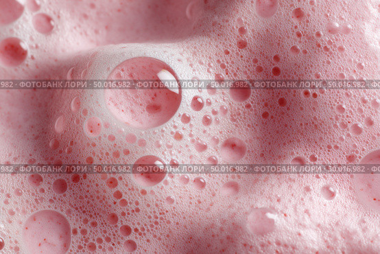 Scrumptious pink foam with bubbles creating a delightful texture. Стоковое AI-изображение, AI-художник Юрий Поздников / Фотобанк Лори