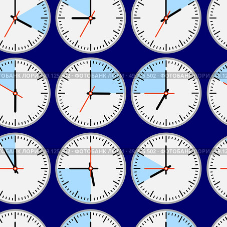 Seamless repeating pattern of the  clocks,  dial and hands. Стоковая иллюстрация, агентство Ingram Publishing / Фотобанк Лори
