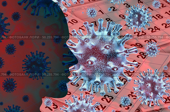 Seasonal flu disease transmitting a virus as an illness outbreak and coronaviruses influenza season background as dangerous flu strain cases as a pandemic medical health risk concept with disease cells as a 3D illustration. Стоковое фото, агентство Ingram Publishing / Фотобанк Лори