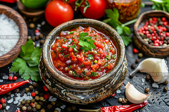 Seasoning of Georgian and Abkhaz cuisine adjika. AI generated. Стоковое AI-изображение, AI-художник Ольга Губская / Фотобанк Лори