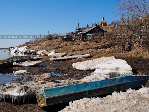 Село Усть-Уса,Усинский район, Коми (2016 год). Стоковое фото, фотограф Сергей Гаврилов / Фотобанк Лори