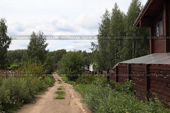 Сельский пейзаж с домом, стоящим у дороги. Стоковое фото, фотограф Наталья Николаева / Фотобанк Лори