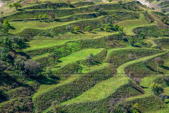 Сентябрьский солнечный день в горах Дагестана. Россия. Стоковое фото, фотограф Анна Карасева / Фотобанк Лори