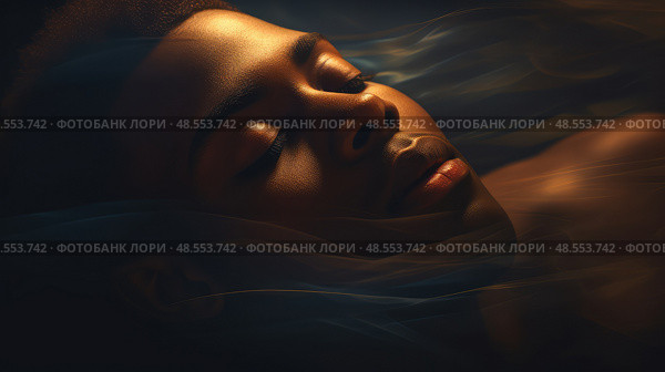 serene black person sleeping ai generated. Стоковое AI-изображение, AI-художник Vectorwin / Фотобанк Лори