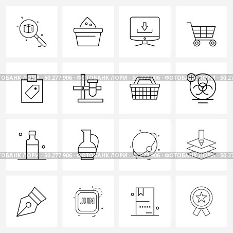 Set of 16 Modern Line Icons of clipboard, fulfillment, Indian, delivery, box Vector Illustration. Стоковая иллюстрация, агентство Ingram Publishing / Фотобанк Лори