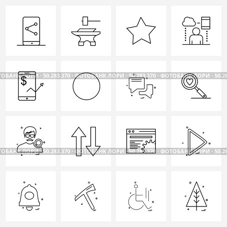 Set of 16 Simple Line Icons of dollar, network, star, internet, communication Vector Illustration. Стоковая иллюстрация, агентство Ingram Publishing / Фотобанк Лори