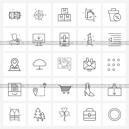 Set of 25 Modern Line Icons of document, folder, targeted, file, packages Vector Illustration. Стоковая иллюстрация, агентство Ingram Publishing / Фотобанк Лори