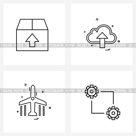 Set of 4 Modern Line Icons of archive, board, up, cloud, take Vector Illustration. Стоковая иллюстрация, агентство Ingram Publishing / Фотобанк Лори