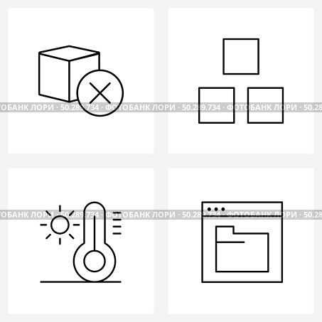 Set of 4 Simple Line Icons of box, climate, delivery, commodity, temperature Vector Illustration. Стоковая иллюстрация, агентство Ingram Publishing / Фотобанк Лори