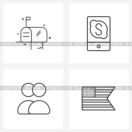 Set of 4 UI Icons and symbols for travel, American, Skype, actions, united states Vector Illustration. Стоковая иллюстрация, агентство Ingram Publishing / Фотобанк Лори