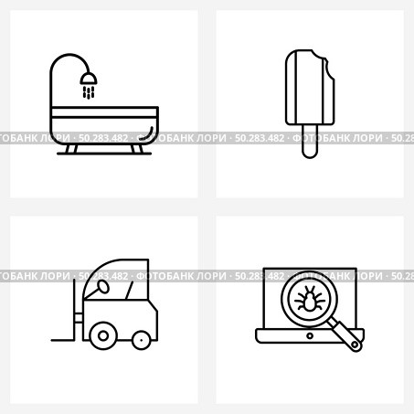 Set of 4 Universal Line Icons of bathroom, delivery, furniture, food, fulfillment Vector Illustration. Стоковая иллюстрация, агентство Ingram Publishing / Фотобанк Лори
