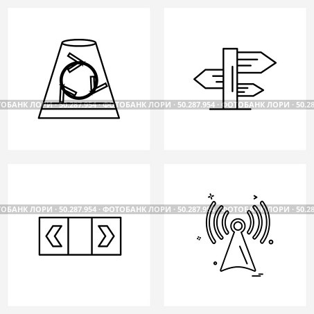 Set of 4 Universal Line Icons of chimney, wife, direction, control, signals Vector Illustration. Стоковая иллюстрация, агентство Ingram Publishing / Фотобанк Лори