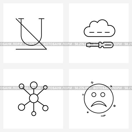 Set of 4 Universal Line Icons of font; internet; underline; cloud repairing; emoji Vector Illustration. Стоковая иллюстрация, агентство Ingram Publishing / Фотобанк Лори