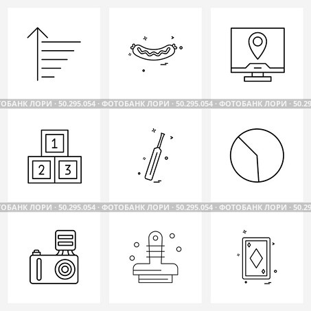 Set of 9 Modern Line Icons of sports, reward, web, rating, media Vector Illustration. Стоковая иллюстрация, агентство Ingram Publishing / Фотобанк Лори
