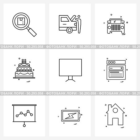 Set of 9 Simple Line Icons of love, candle, maintenance, clack, transportation Vector Illustration. Стоковая иллюстрация, агентство Ingram Publishing / Фотобанк Лори
