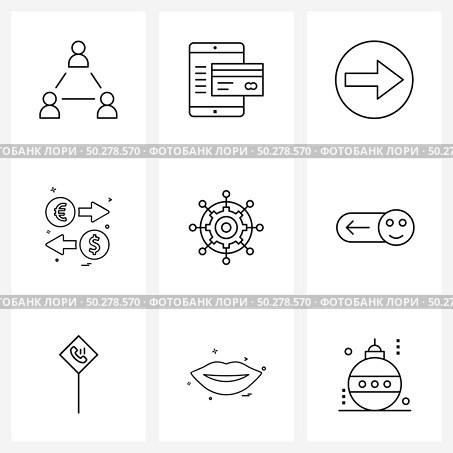 Set of 9 Universal Line Icons of digital, conversion, delivery, business, money Vector Illustration. Стоковая иллюстрация, агентство Ingram Publishing / Фотобанк Лори