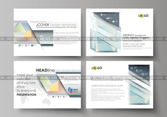 Set of business templates for presentation slides. Easy editable abstract vector layouts in flat style. Minimalistic design with lines, geometric shapes forming beautiful background.. Set of business templates for presentation slides. Easy editable abstract vector layouts in flat style. Minimalistic design with lines, geometric shapes forming beautiful background. Стоковая иллюстрация, агентство Ingram Publishing / Фотобанк Лори
