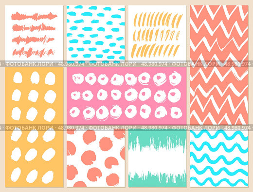 Set of creative cards with blots and scribbles. Vector illustration.. Set of creative cards with blots and scribbles. Стоковая иллюстрация, агентство Ingram Publishing / Фотобанк Лори