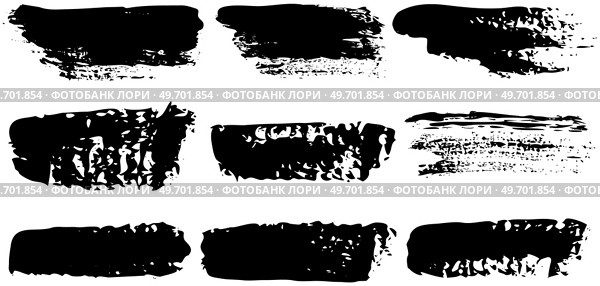 Set of different abstract shapes, smears and prints. Black design elements isolated on white background. Seamless pattern for creating style. Decoration template, brush strokes for design styling. Decoration template, brush strokes for design styling. Set of different abstract shapes, smears. Стоковая иллюстрация, агентство Ingram Publishing / Фотобанк Лори