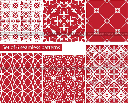 set of fabric textures with different lattices - seamless patterns. Стоковая иллюстрация, агентство Ingram Publishing / Фотобанк Лори