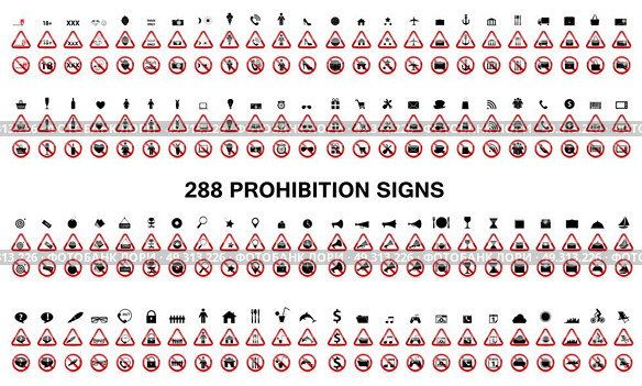 Set of Prohibition Signs. Vector Illustration. EPS10. Set of Prohibition Signs. Vector Illustration. Стоковая иллюстрация, агентство Ingram Publishing / Фотобанк Лори