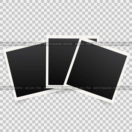 Set of template photo frames with shadow on transparent background. Vector illustration for your photos or memories. Scrapbook design. Стоковая иллюстрация, агентство Ingram Publishing / Фотобанк Лори