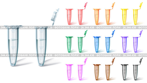 Set test tube multi color on white. Стоковая иллюстрация, иллюстратор Анастасия Некрасова / Фотобанк Лори