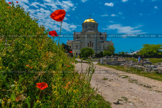 Sevastopol Historical and archaeological reserve "Tauric Chersonesos". Cathedral of St. Vladimir (2021 год). Редакционное фото, фотограф Анна Кривицкая / Фотобанк Лори