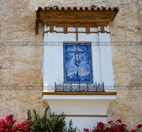 Seville Cristo Misericordias tiles in Sevilla Andalusia of Spain. Стоковое фото, агентство Ingram Publishing / Фотобанк Лори