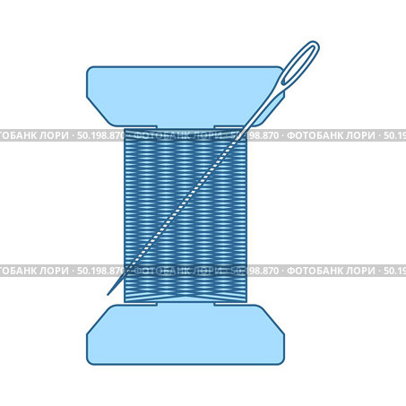 Sewing Reel With Thread Icon. Thin Line With Blue Fill Design. Vector Illustration. Стоковая иллюстрация, агентство Ingram Publishing / Фотобанк Лори