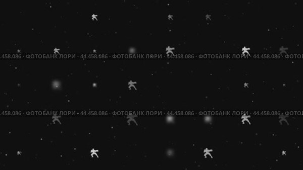 Шаблонная анимация равномерно расположенных боевых роботов разного размера и непрозрачности. Анимация прозрачности и размера. Бесшовная закольцованная анимация в формате 4k на черном фоне со звездами. Стоковое видео, видеограф Карпенко Алексей / Фотобанк Лори