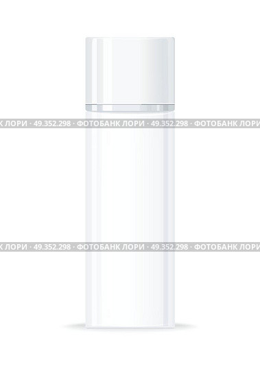 Shampoo Bottle Isolated. Empty Cosmetic flask. Shampoo bottle isolated on white. Empty cosmetic product tube. Reservoir without label. No logo or trademark on the flask. Part of series of decorative cosmetics items. Flagon. Vector illustration. Стоковая иллюстрация, агентство Ingram Publishing / Фотобанк Лори
