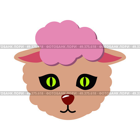 Sheep animal carnival mask vector illustration in flat style. Cute wooly lamb face. Funny childish masquerade mask isolated on white. New Year masque for festivals, holiday dress code for kids. Sheep Animal Carnival Mask. Cute Wooly Lamb Vector. Стоковая иллюстрация, агентство Ingram Publishing / Фотобанк Лори