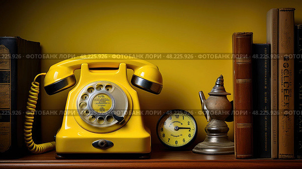 shelf vintage yellow ai generated. Стоковое AI-изображение, AI-художник Vectorwin / Фотобанк Лори
