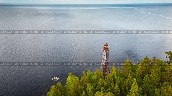 Шокшинский маяк. Онежское озеро. Карелия. Летний день. Стоковое фото, фотограф Сергей Цепек / Фотобанк Лори